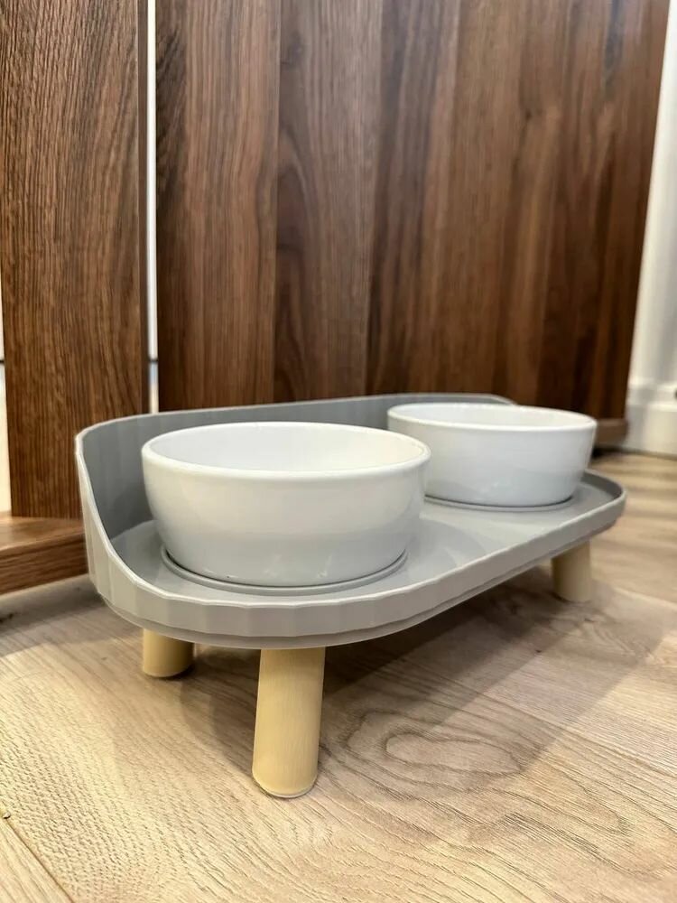Двойная керамическая миска для кошек и собак с подставкой