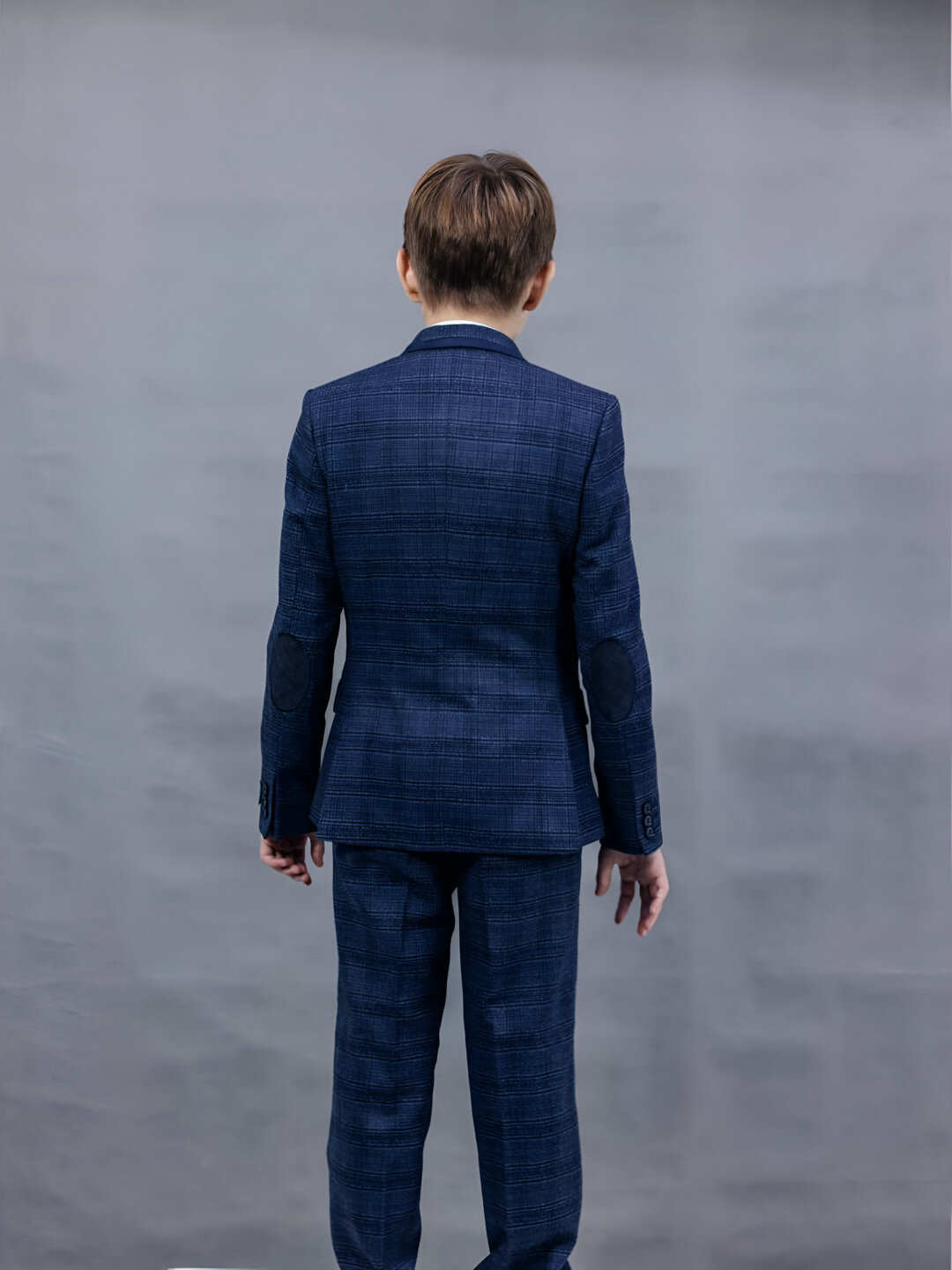 Зимние темно-синие брюки-жилет в костюм классическом стиле для детей 3 класса — фото 1