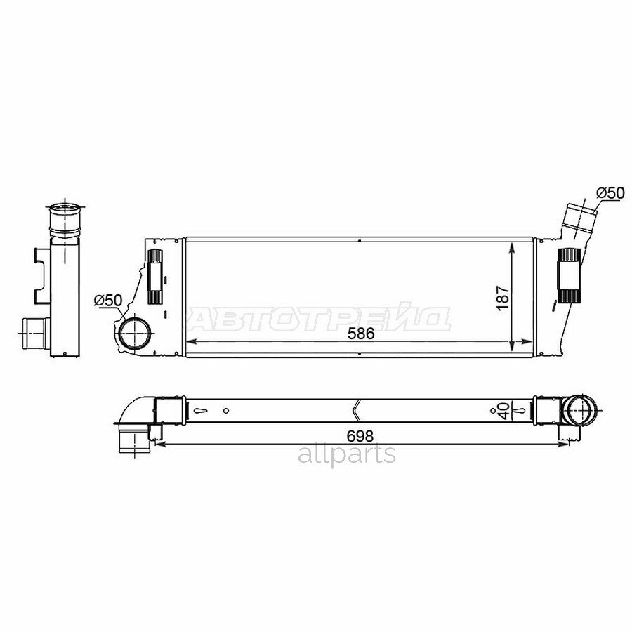 SAT ST-211-0008 Интеркулер RENAULT MEGAN/SCENIC 03-09 1,5D/1,9D