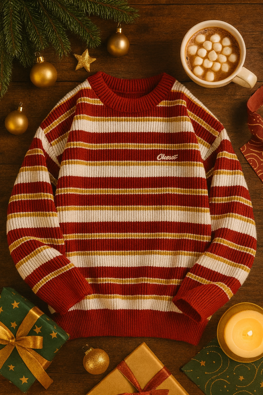 Свитер вязаный в полоску мужской/женский