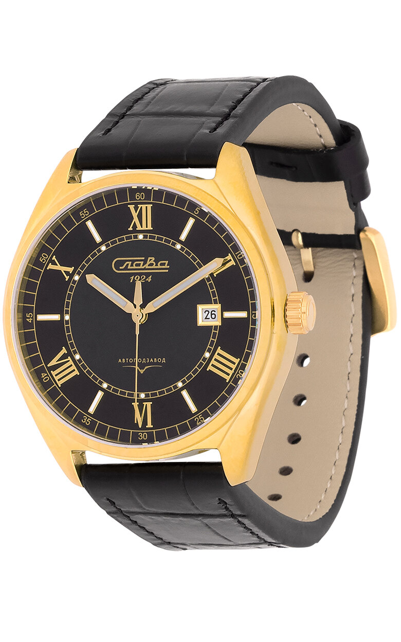 Наручные часы Слава Традиция, золотой, черный — фото 1