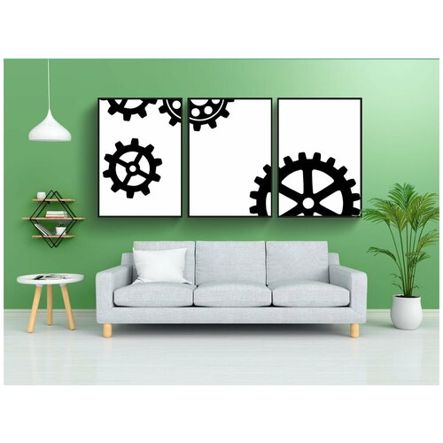 фото Набор модулных постеров для интерьера "механические, машина, диски" 60x90 см. в тубусе, без рамки lotsprints