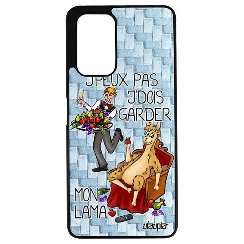фото Противоударный чехол на смартфон // xiaomi redmi note 10 pro // "не могу - у меня лама!" карикатура пародия, utaupia, голубой
