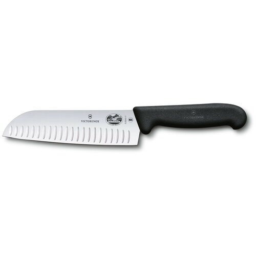 Кухонный нож Victorinox Fibrox, сталь., сантоку, лезвие 170 мм., прямая заточка, чёрный