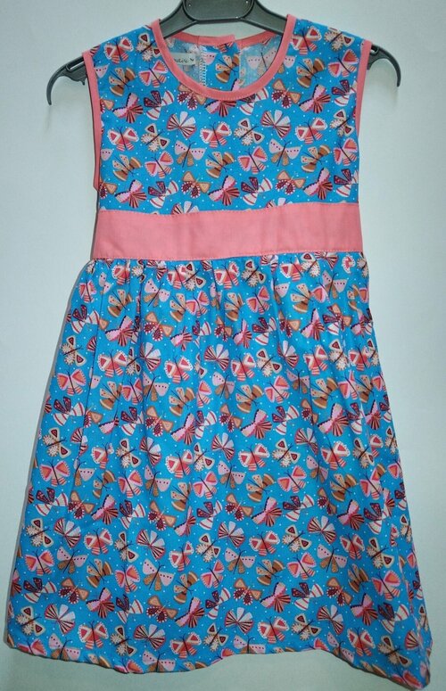 Платье Demavi, размер 104, синий, розовый