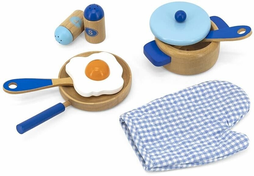 Набор продуктов с посудой Viga Готовим завтрак 50116/50115 голубой - фотография № 6