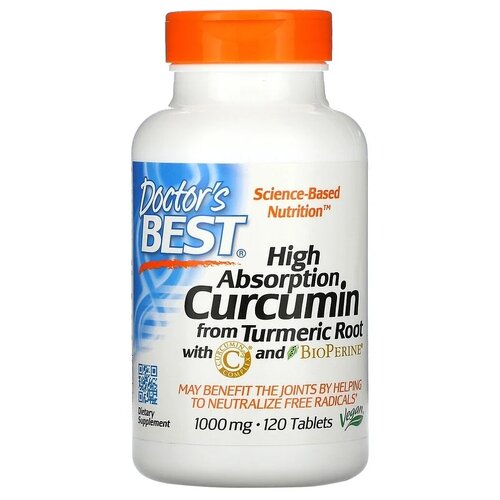 Таблетки Doctor's Best High Absorption Curcumin with C3 Complex and BioPerine 1000 мг, 210 г, 120 шт.