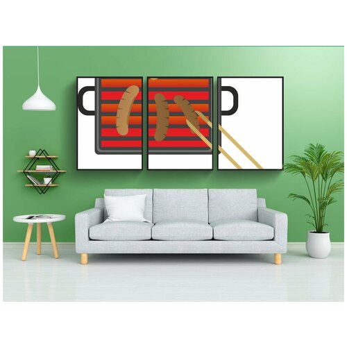 фото Набор модулных постеров для интерьера "гриль, хот-дог, колбаса" 60x90 см. в тубусе, без рамки lotsprints