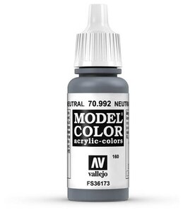 <b>Краска</b> Vallejo серии Model Color - Neutral Grey 70992, матовая (17 мл) <b>Серый</b> и белый оттенки Neutral