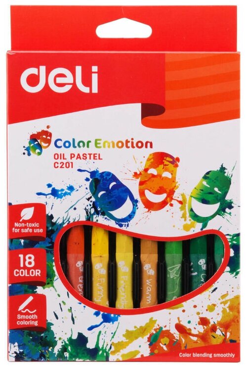 Пастель масляная Deli Color Emotion 18цв, картон. кор./европод. EC20110