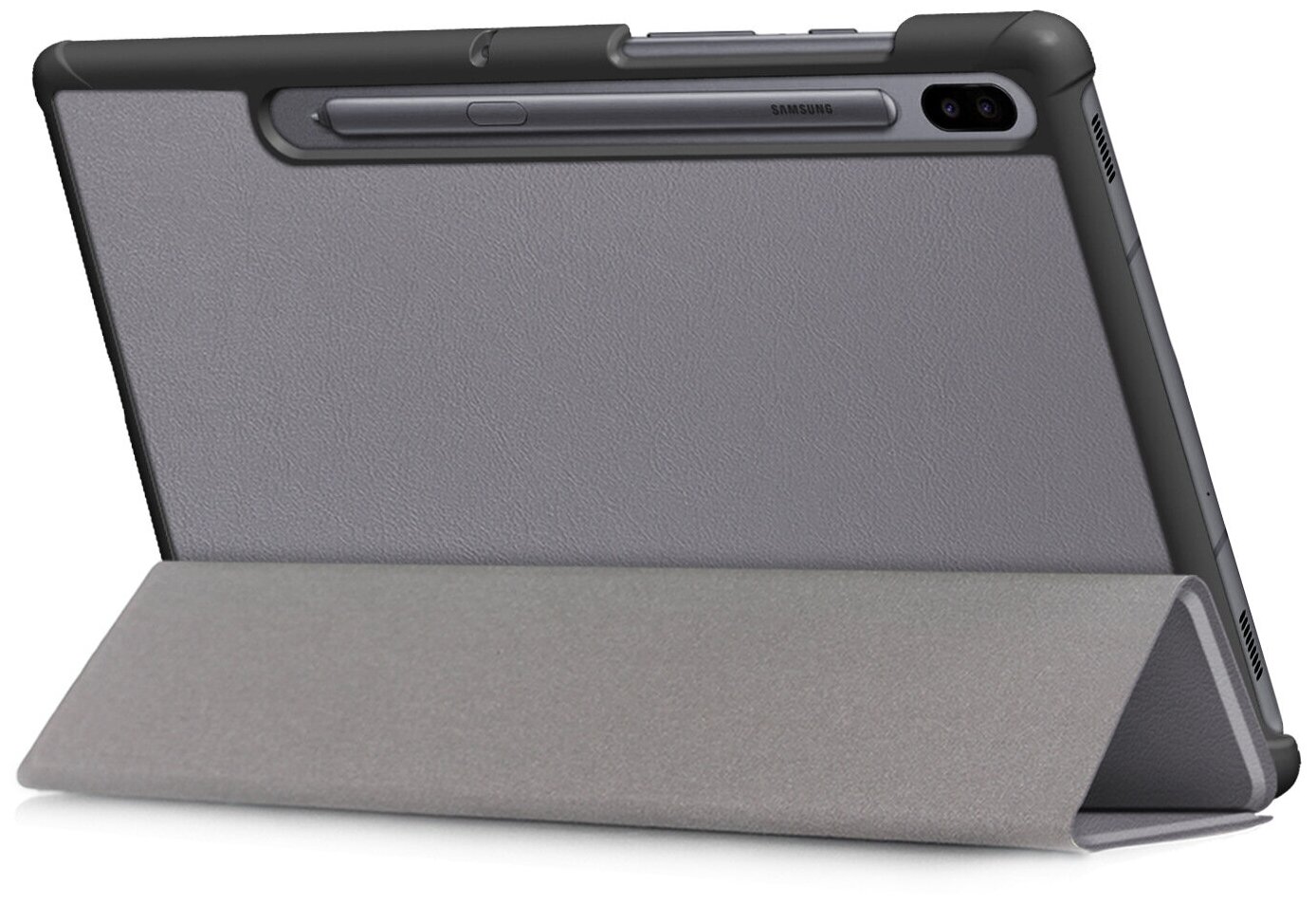 Чехол-обложка MyPads для Samsung Galaxy Tab S6 10.5 SM-T860 / T865 тонкий умный кожаный с функцией смарт включения-выключения серый