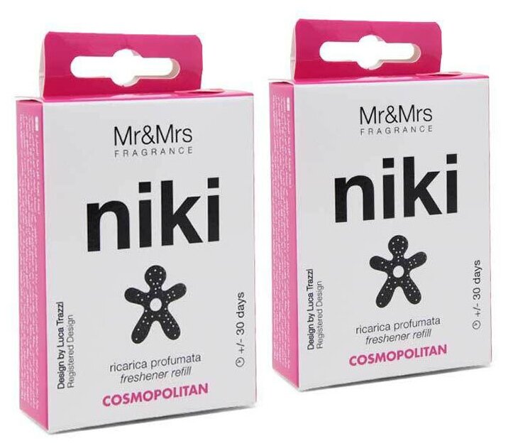 Mr&Mrs Fragrance, Сменный блок ароматизатора для автомобиля NIKI Cosmopolitan (Космополитен)-2шт.