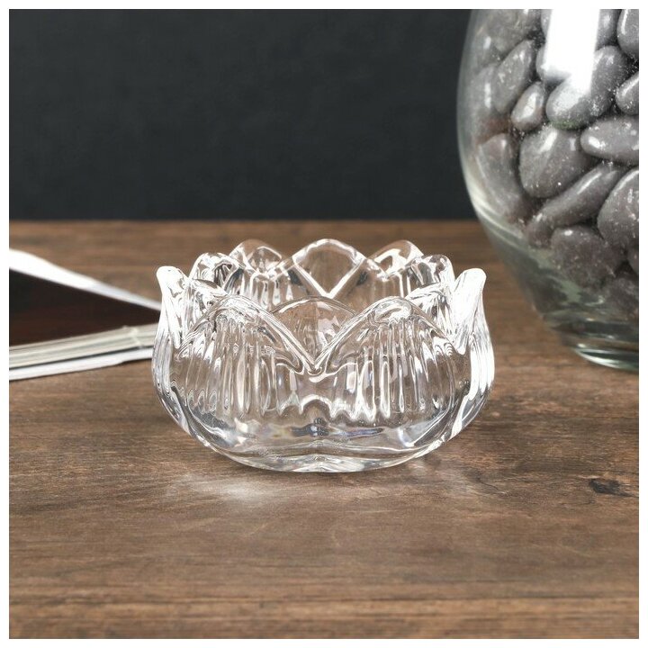 фото Подсвечник стекло на 1 свечу "Купавка" прозрачный 3,5х5,8х5,8 см 4543455