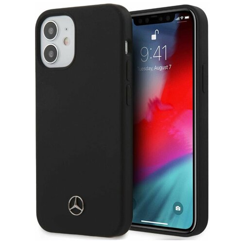 фото Чехол cg mobile mercedes liquid silicone hard для iphone 12 mini, цвет черный (mehcp12ssilbk)