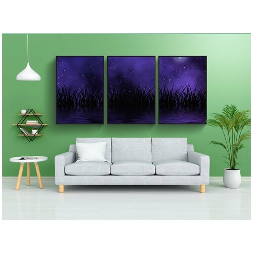 фото Набор модулных постеров для интерьера "ночь, тьма, темный" 60x90 см. в тубусе, без рамки lotsprints