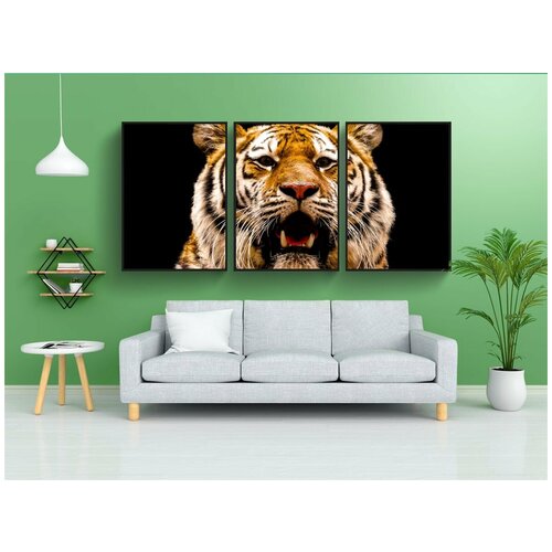 фото Набор модулных постеров для интерьера "животное, тигр, большой кот" 60x90 см. в тубусе, без рамки lotsprints