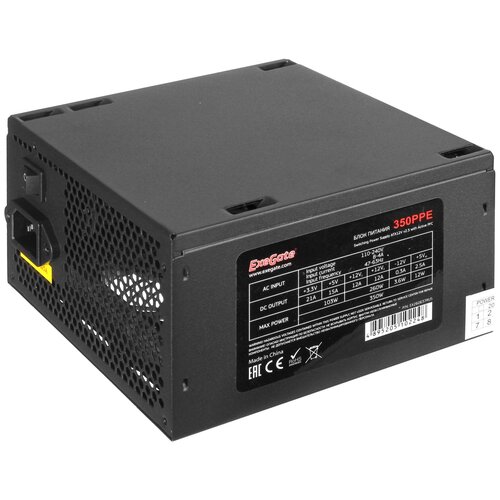 Блок питания EXEGATE 350PPE ATX APFC PC КПД 80 80 PLUS 12cm fan 24pin 4pin PCIe 5xSATA 3xIDE FDD black кабель 220V в комплек 179800₽