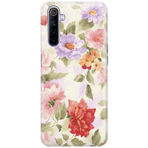 фото Ультратонкий силиконовый чехол-накладка для realme 6 с принтом "нежные цветы" gosso