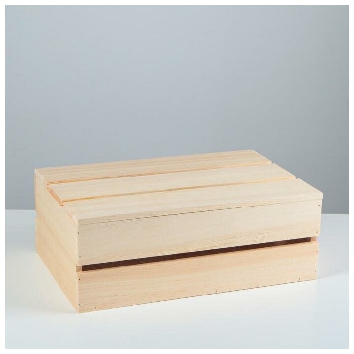 Ящик деревянный 35×23×13 см подарочный с реечной крышкой 5525149