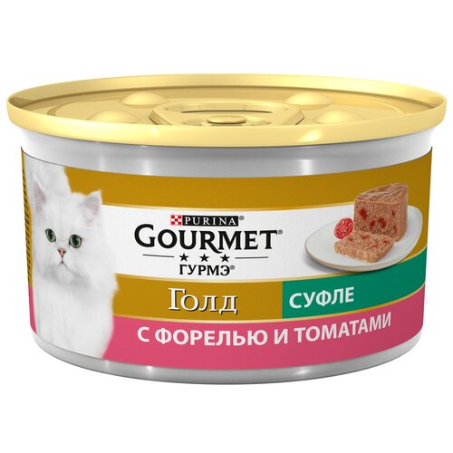 Влажный корм GOURMET Gold суфле с форелью и томатами 12шт.*85г