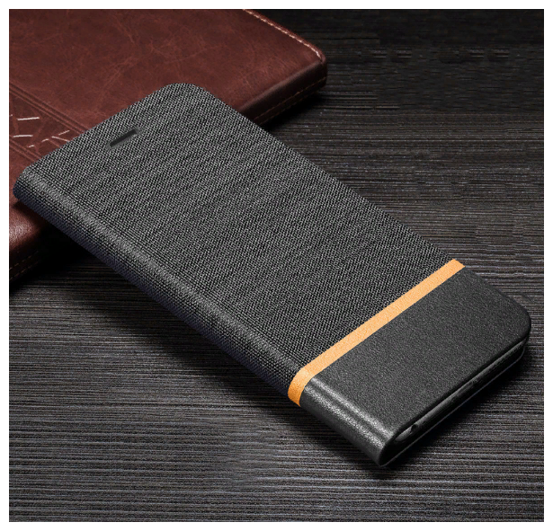 Защитный чехол-книжка MyPads из водоотталкивающей импортной кожи на жёсткой металлической основе для Sony Xperia 1 III (1-3) черный с золотой пол...