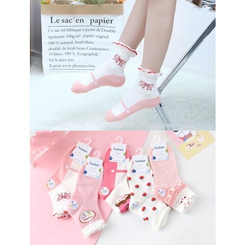 Носки  для девочек, 5 пар, размер 1-3 (22-24 размер), мультиколор