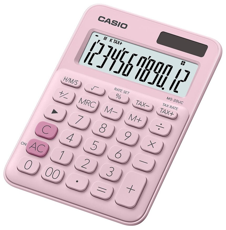 Калькулятор 12 разряд 2 питания Casio 104,5х149,5х22,1мм розовый