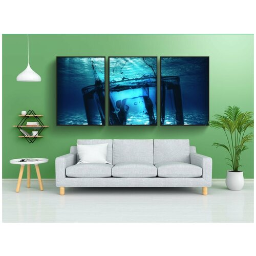 фото Набор модулных постеров для интерьера "стекло, стакан воды, вода" 60x90 см. в тубусе, без рамки lotsprints