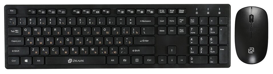 Клавиатура + мышь OKLICK 240M клав:черный мышь:черный USB беспроводная slim Multimedia