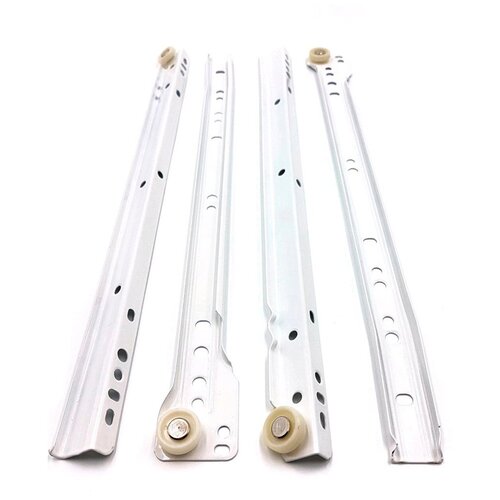 Направляющие роликовые 30см,цвет белый, комплект для одного ящика.