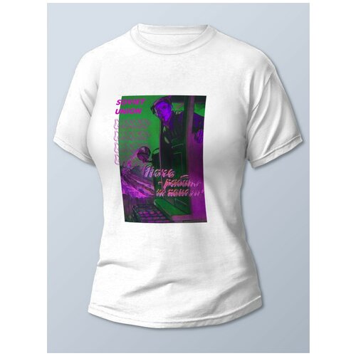 фото Футболка женская белая разное советские плакаты (ссср, работа, ночь) - 21848 brut-shop