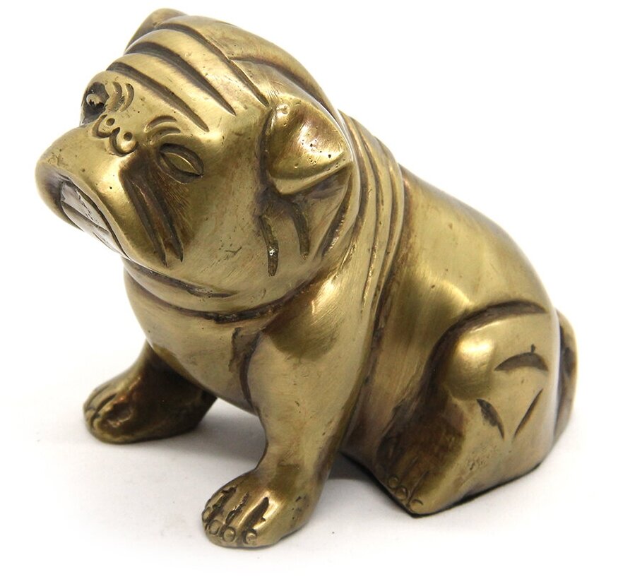 Бронзовая статуэтка-миниатюра собачка "Бульдог", 9х5,5х7 см, Индия
