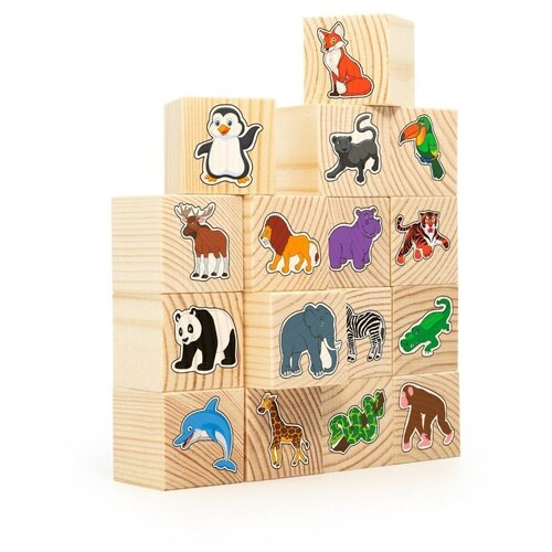 фото Набор кубиков "в зоопарке", 16 штук анданте