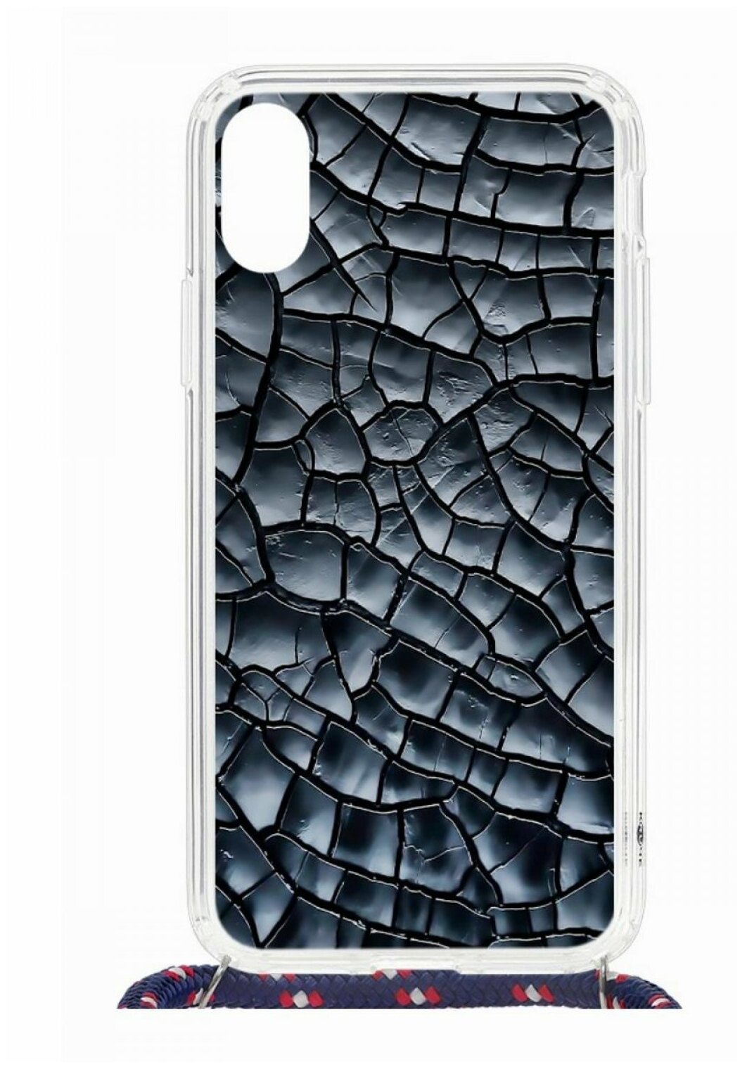 Чехол для Apple iPhone X/XS Kruche Print MagSafe Magrope Cracks,пластиковая накладка со шнурком и рисунком,противоударный силиконовый бампер