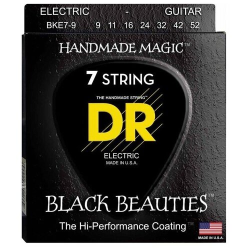 DR BKE7-9 Black Beauties Black Coated Electric 9-52 струны для электрогитары