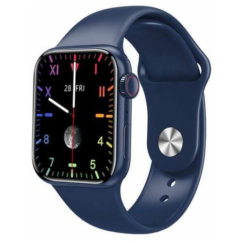 Умные часы Smart Watch MW27 Plus VAmobile /Новинка 2021/Экран 1,7 дюйма/Беспроводная зарядка/Активное боковое колесико и кнопка, 44mm (Синий)