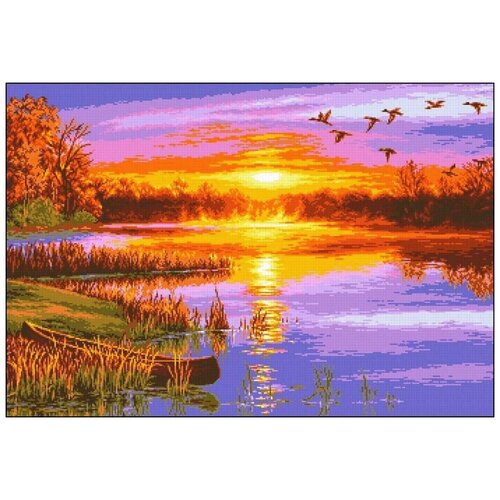 Купить Алмазная мозаика Яркие Грани Утки на закате (DS109), размер 88х60см, 20 цветов