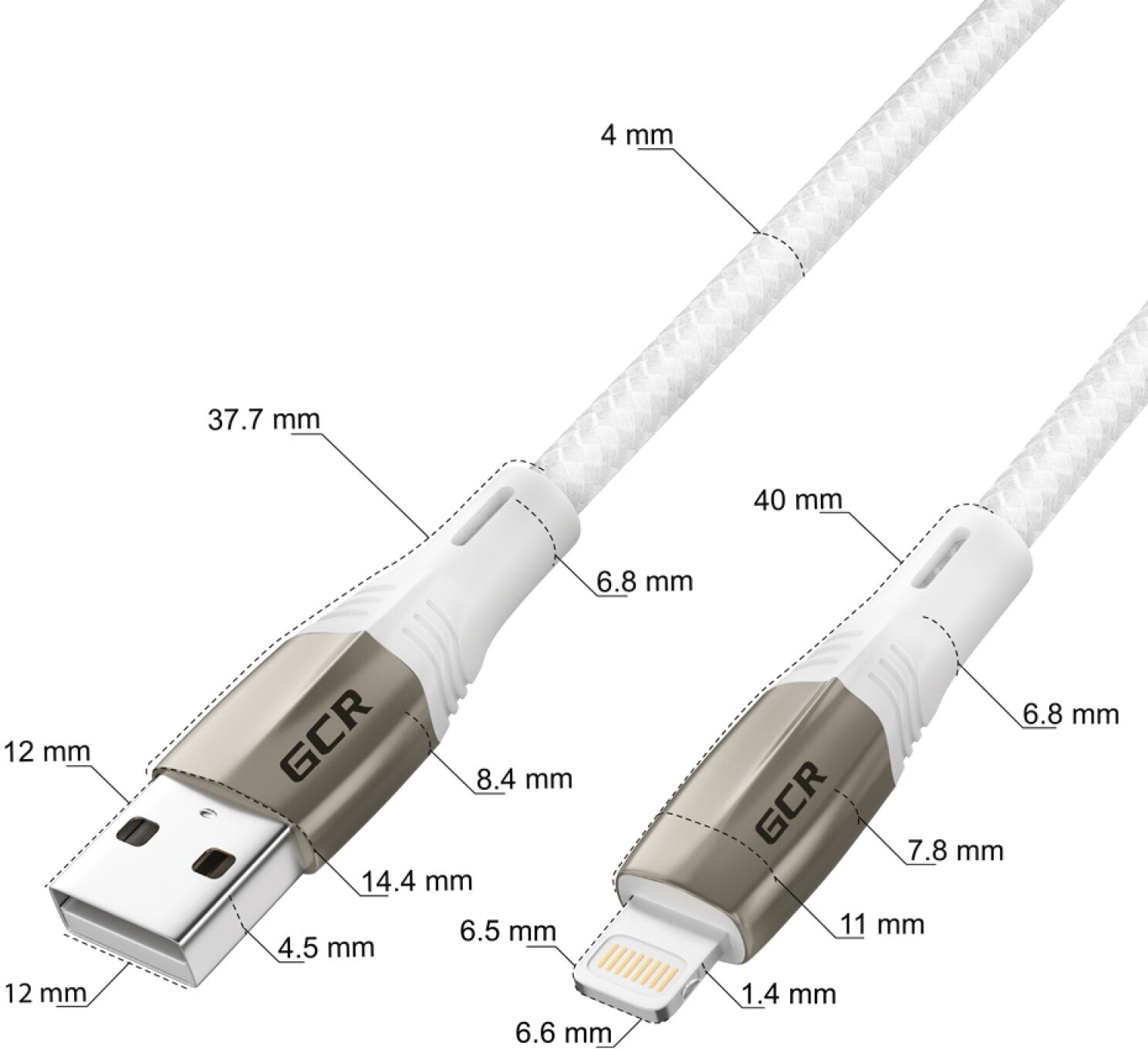 Кабель GCR Mercedes USB - Lightning 1.7m White Nylon GCR-52578 - фото №5