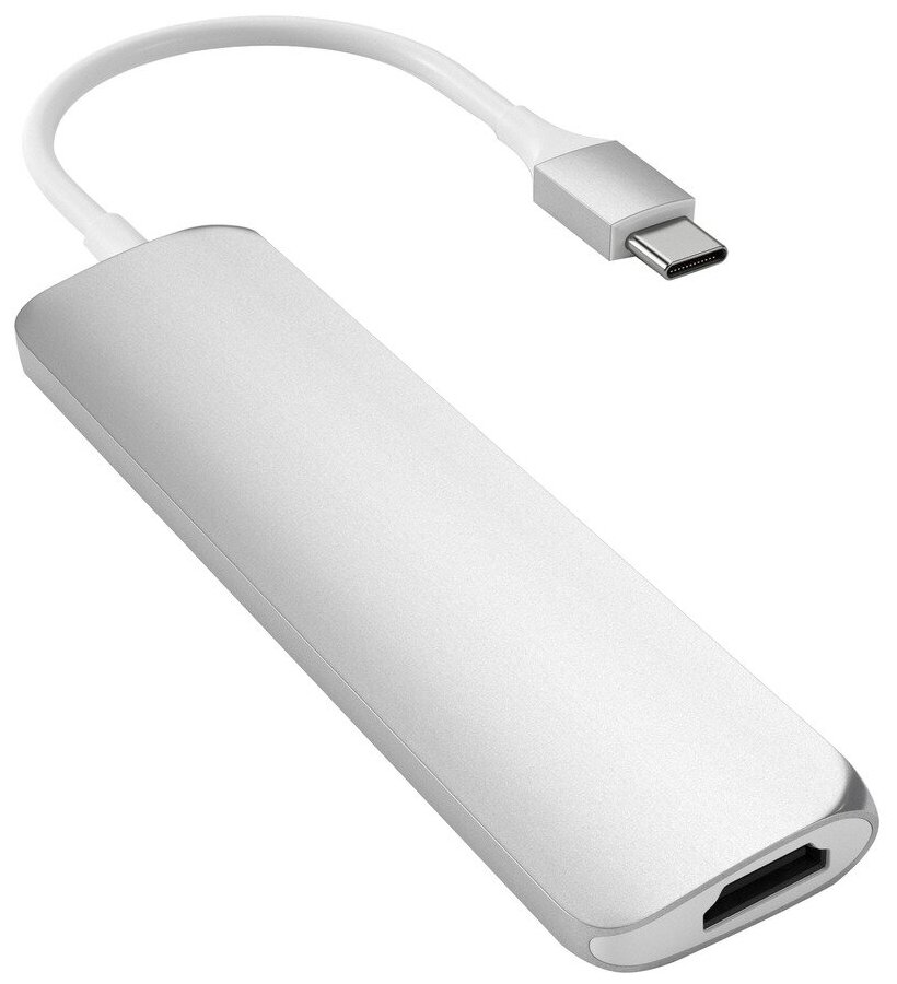 USB разветвитель Satechi Slim Multiport V2, серебристый (ST-SCMA2S)