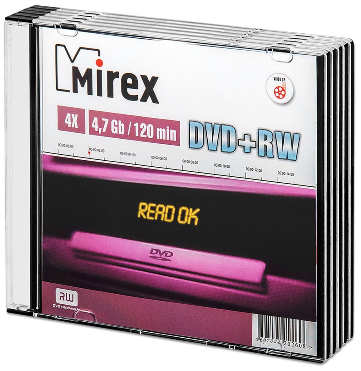 Перезаписываемый диск DVD+RW Mirex 4,7Gb 4x slim box, упаковка 5 шт.