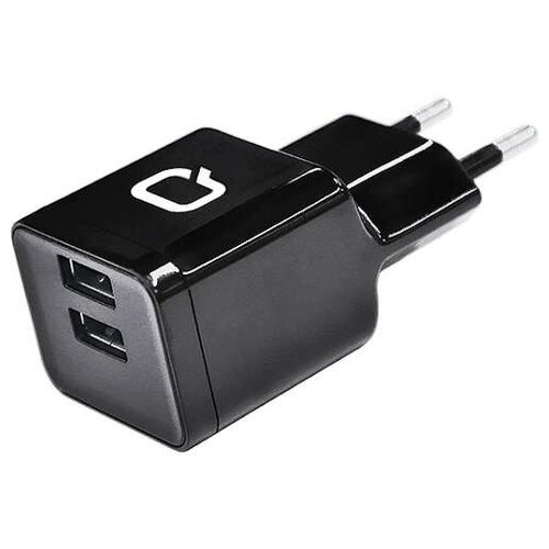 фото Сетевое зарядное устройство qumo energy, 2xusb 1a/2a, черный 20776