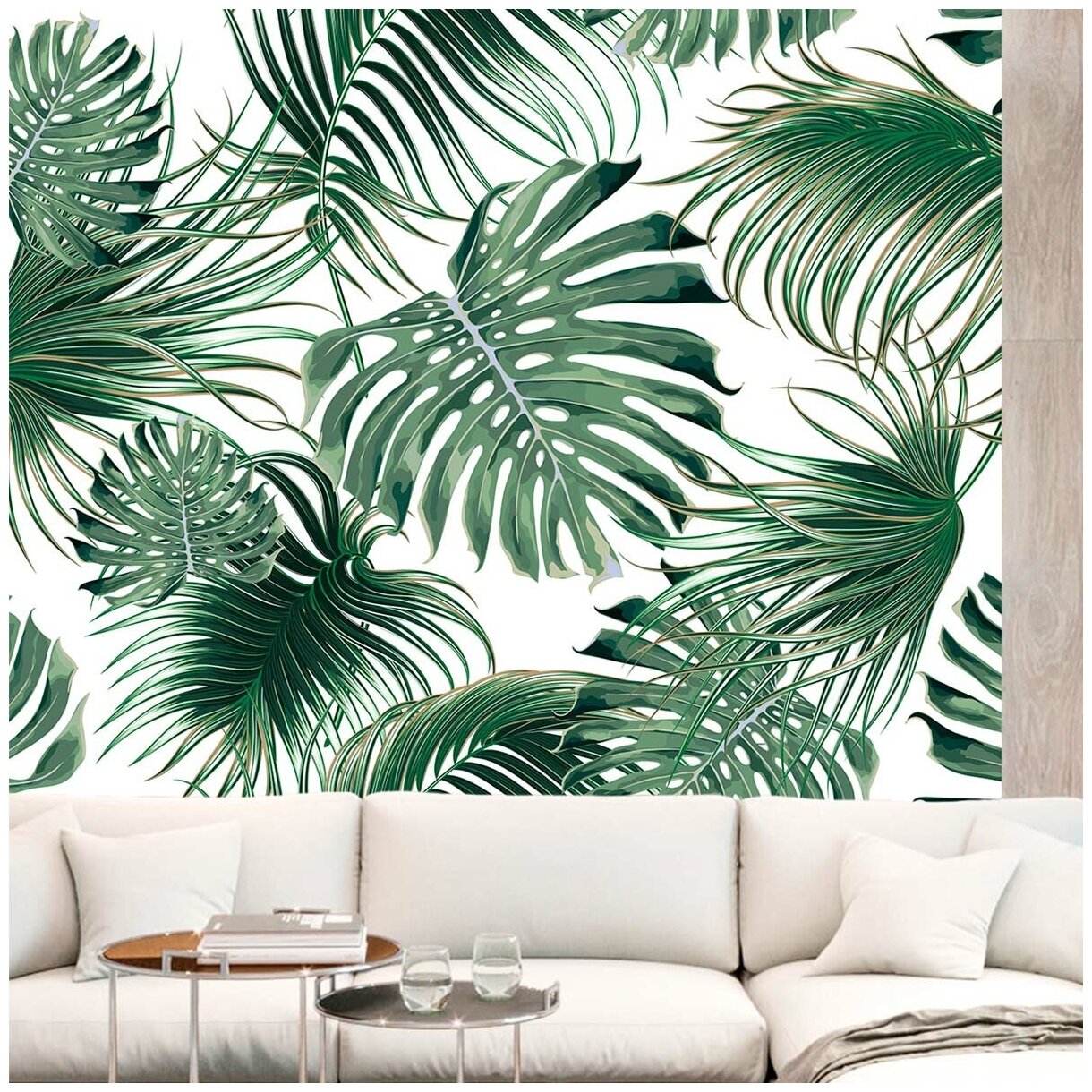 Фотообои бумажные на стену обои бесшовные VEROL "Тропические листья" 200х155 см, декор для дома - фотография № 2