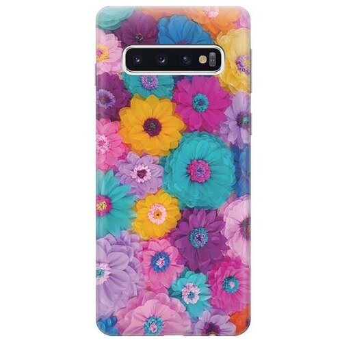 фото Ультратонкий силиконовый чехол-накладка для samsung galaxy s10 с принтом "бумажные цветы" gosso