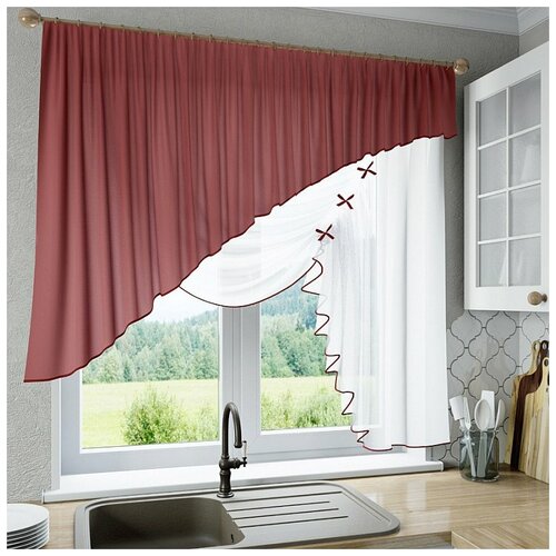 фото Шторы для кухни sola "джульетта", бордо, правая