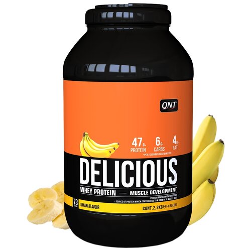 Протеин QNT Delicious Whey, 2200 гр., банан сывороточный протеин со вкусом клубники qnt delicious whey protein powder strawberry 2200 гр