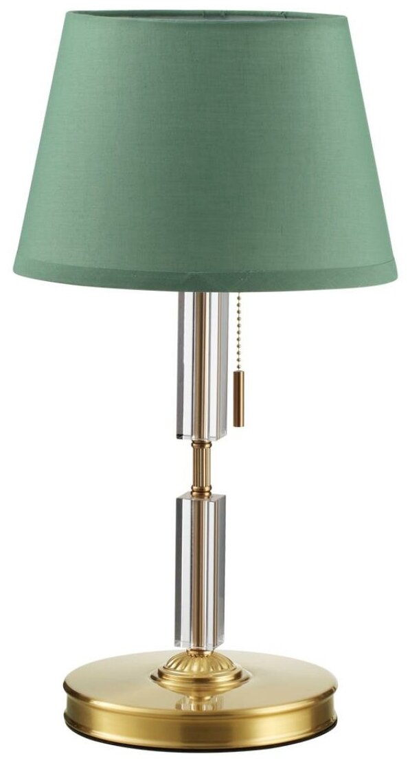 Настольная ткань лампа E27 1*60W LONDON 4887/1T бронзовый/зеленый/абажур