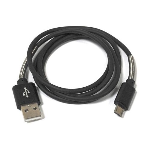 Кабель CRONAX USB - Micro USB с пружинами, 2A, 1 м / провод для зарядки андроид / зарядный шнур для смартфона, черный