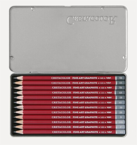 Изображение товара Чернографитовые карандаши CretacoloR Набор чернографитовых карандашей CLEOS, 12 типов твёрдости