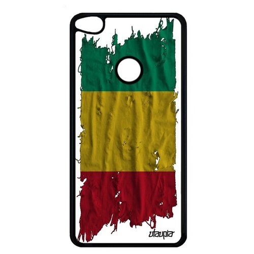 фото Противоударный чехол на // huawei p8 lite 2017 // "флаг гвинеи на ткани" стиль дизайн, utaupia, белый