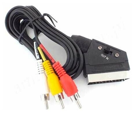 Arbacom / Шнур соединительный для аудио-видео аппаратуры Arbacom SCART-3RCA с переключателем - длина 1.2 метра